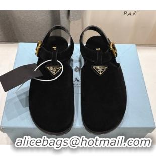 Purchase Prada Suede Birkenstock Sandals Black 2025 PR060305