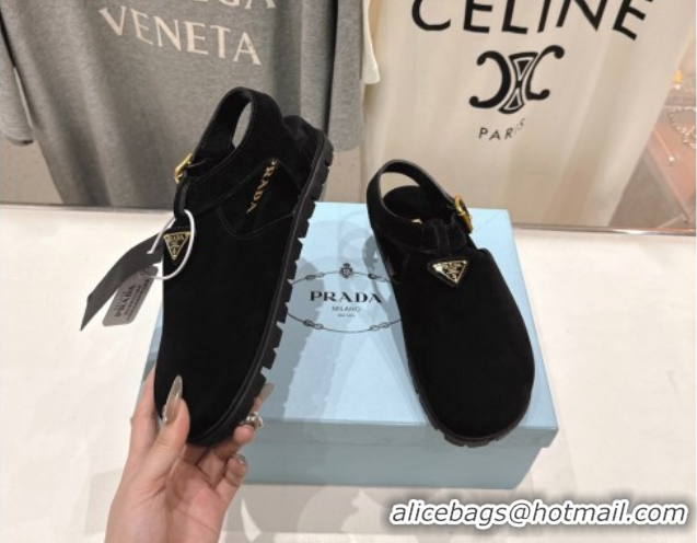 Purchase Prada Suede Birkenstock Sandals Black 2025 PR060305