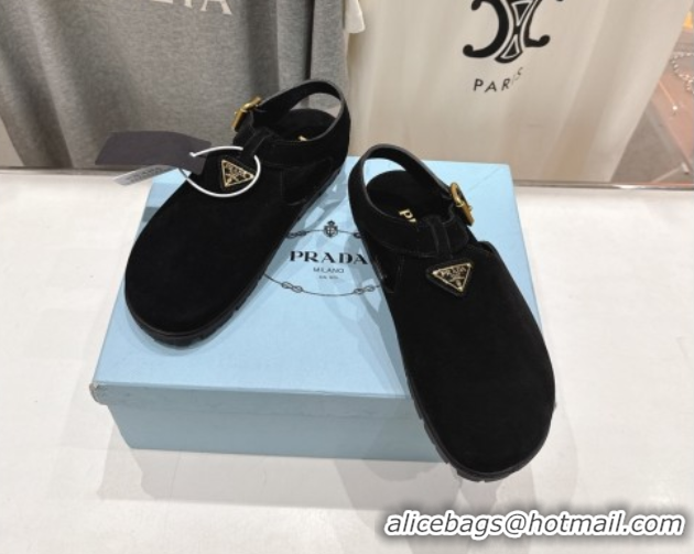 Purchase Prada Suede Birkenstock Sandals Black 2025 PR060305