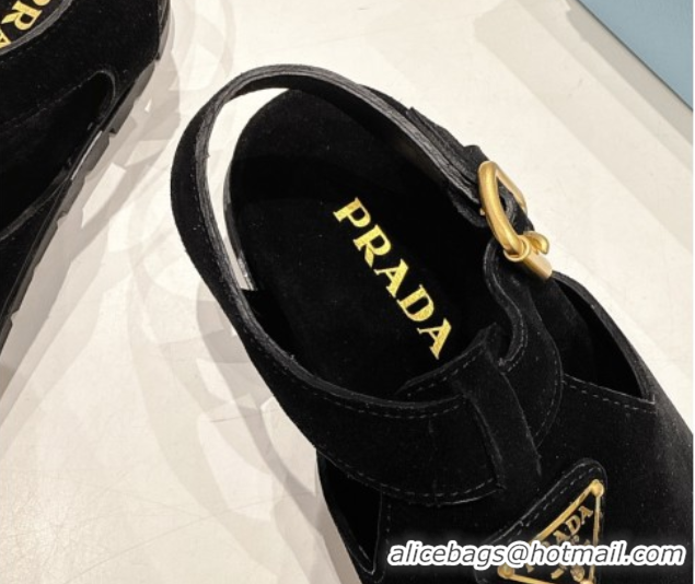 Purchase Prada Suede Birkenstock Sandals Black 2025 PR060305