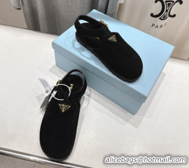 Purchase Prada Suede Birkenstock Sandals Black 2025 PR060305