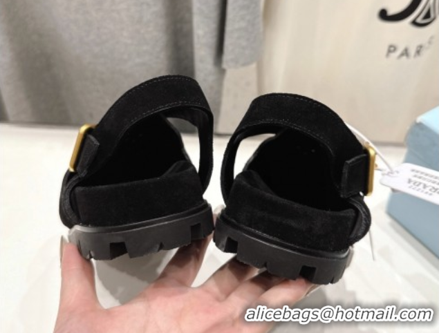 Purchase Prada Suede Birkenstock Sandals Black 2025 PR060305