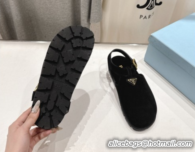 Purchase Prada Suede Birkenstock Sandals Black 2025 PR060305