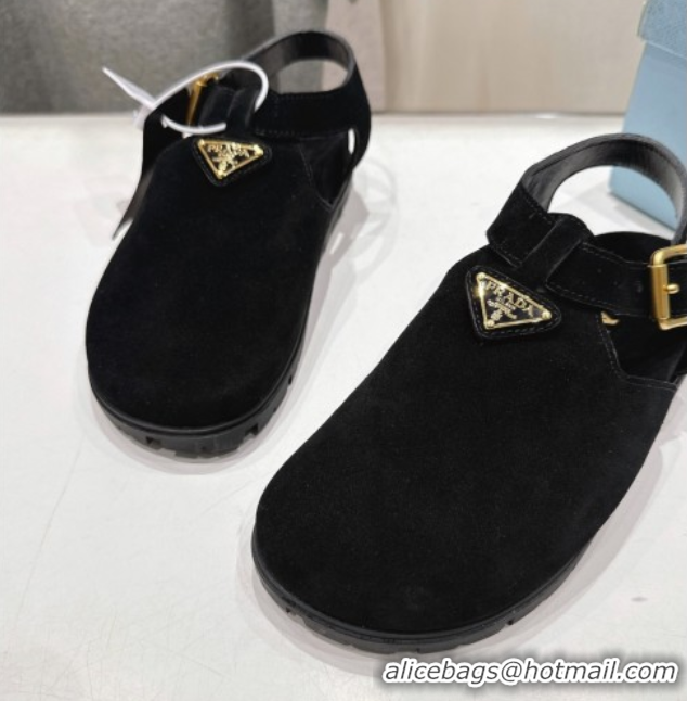 Purchase Prada Suede Birkenstock Sandals Black 2025 PR060305