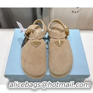 Hot Style Prada Suede Birkenstock Sandals Beige 2025 PR060305
