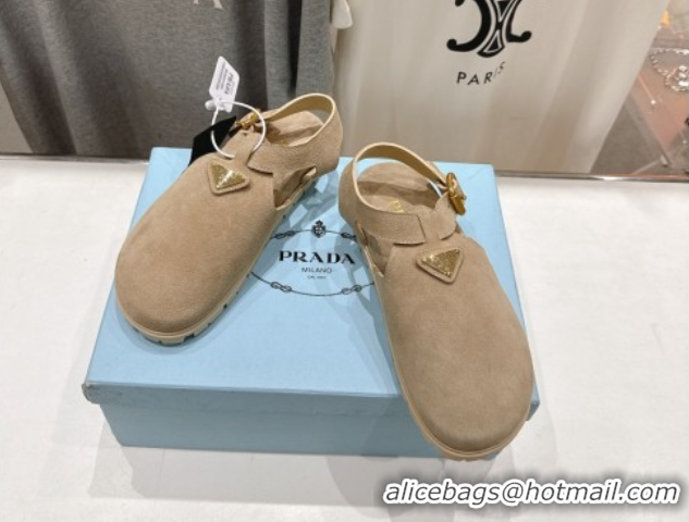Hot Style Prada Suede Birkenstock Sandals Beige 2025 PR060305
