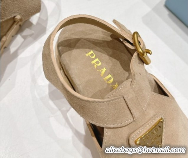 Hot Style Prada Suede Birkenstock Sandals Beige 2025 PR060305