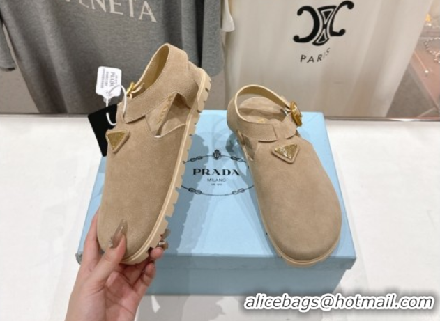 Hot Style Prada Suede Birkenstock Sandals Beige 2025 PR060305