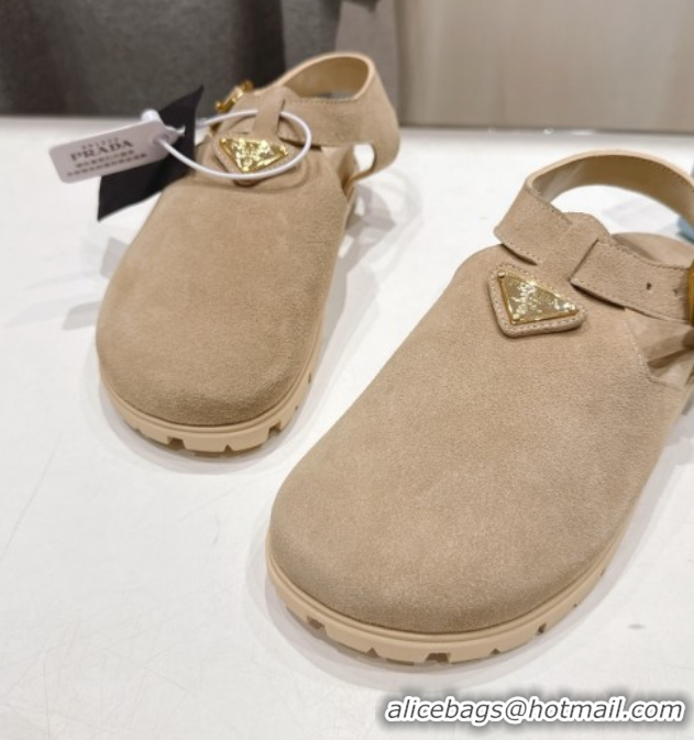 Hot Style Prada Suede Birkenstock Sandals Beige 2025 PR060305