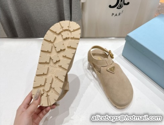 Hot Style Prada Suede Birkenstock Sandals Beige 2025 PR060305