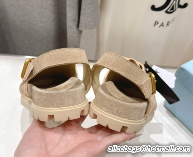Hot Style Prada Suede Birkenstock Sandals Beige 2025 PR060305