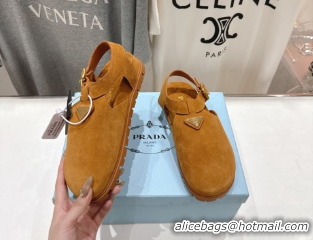 Cheap Prada Suede Birkenstock Sandals Yellow 2025 PR060305