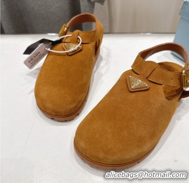 Cheap Prada Suede Birkenstock Sandals Yellow 2025 PR060305