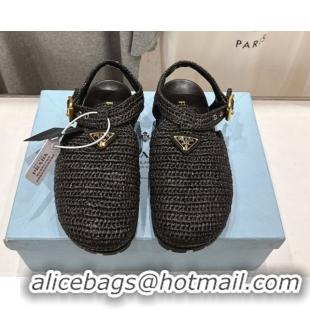 Durable Prada Crochet Birkenstock Sandals Black 2025 PR060305
