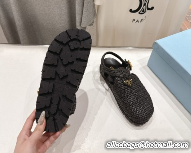 Durable Prada Crochet Birkenstock Sandals Black 2025 PR060305
