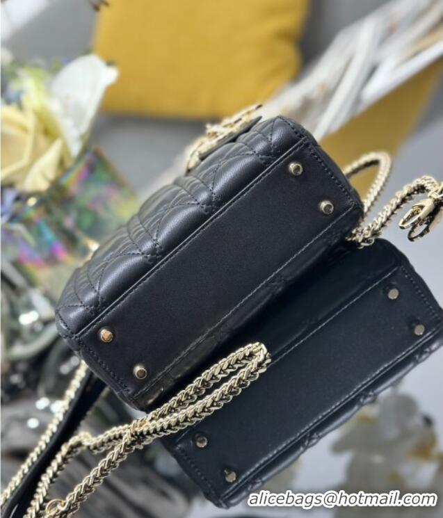 Famous Brand Dior Mini Lady Dior Bag in Cannage Lambskin with Strass M0505 Black 2025