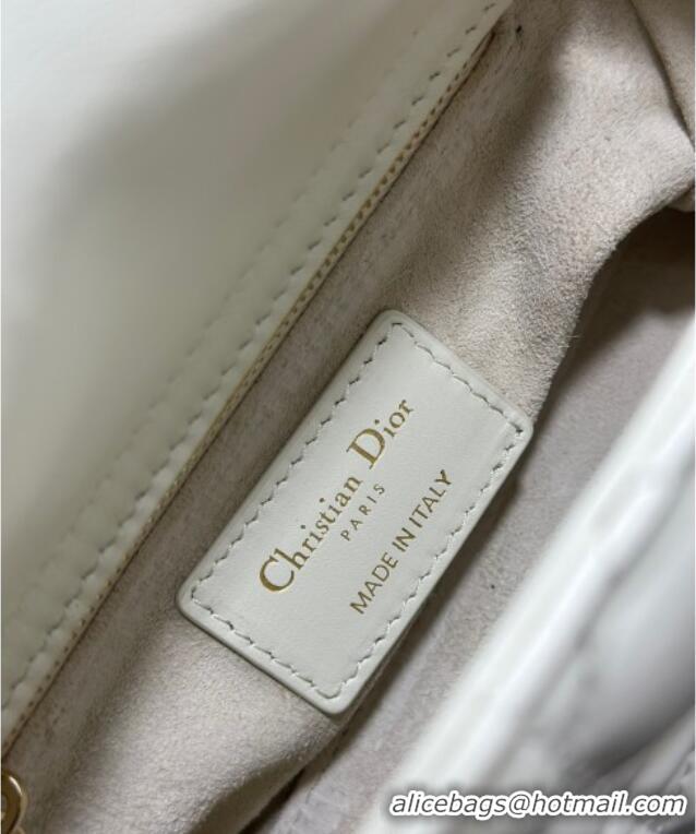 Best Price Dior Mini Lady Dior Bag in Cannage Lambskin with Strass M0505 White 2025