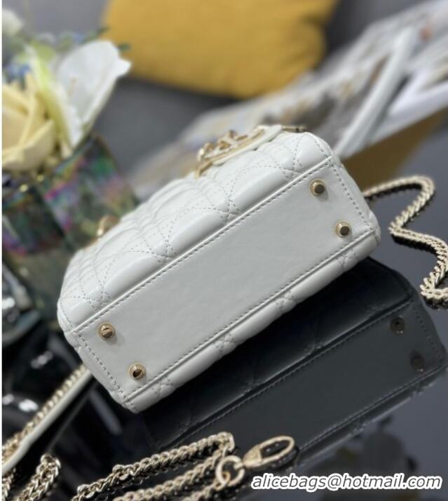 Best Price Dior Mini Lady Dior Bag in Cannage Lambskin with Strass M0505 White 2025