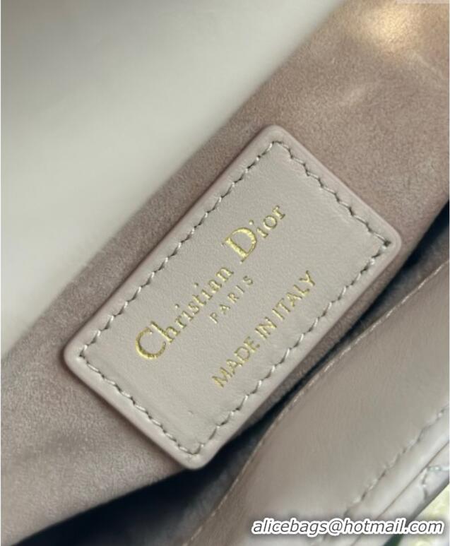 Top Grade Dior Mini Lady Dior Bag in Cannage Lambskin with Strass M0505 Light Pink 2025