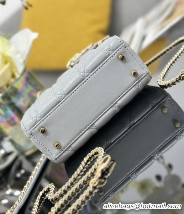 Best Price Dior Mini Lady Dior Bag in Cannage Lambskin with Strass M0505 Grey 2025