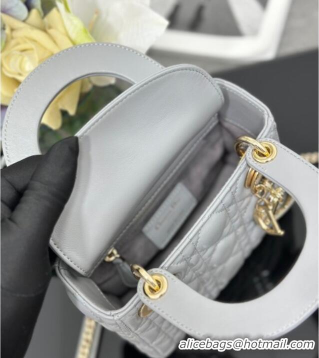 Best Price Dior Mini Lady Dior Bag in Cannage Lambskin with Strass M0505 Grey 2025