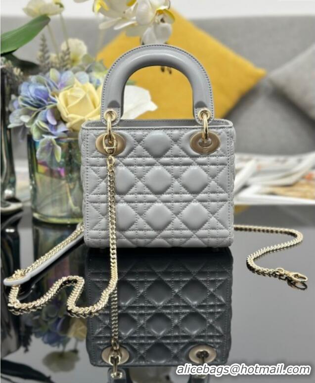 Best Price Dior Mini Lady Dior Bag in Cannage Lambskin with Strass M0505 Grey 2025