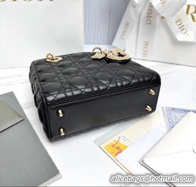 Top Quality Dior Small Lady Dior My ABCDior Bag in Cannage Lambskin with Pearls M0538 Black 2025
