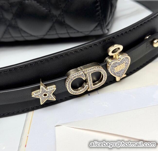 Top Quality Dior Small Lady Dior My ABCDior Bag in Cannage Lambskin with Pearls M0538 Black 2025