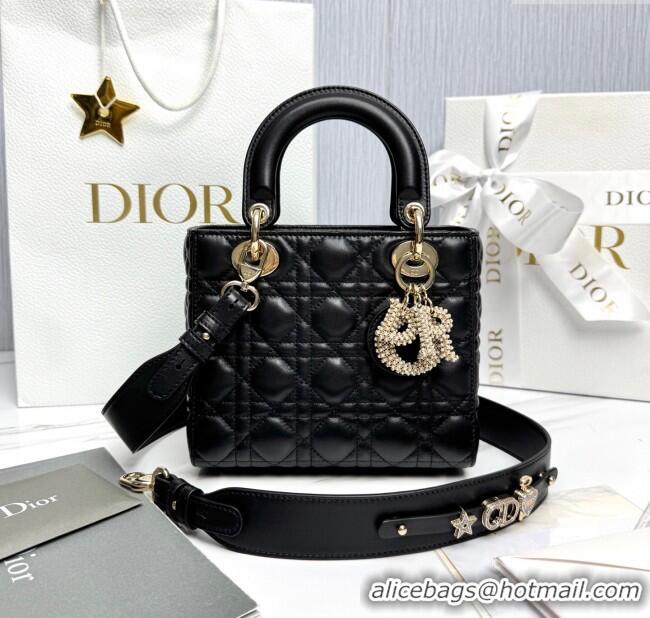 Top Quality Dior Small Lady Dior My ABCDior Bag in Cannage Lambskin with Pearls M0538 Black 2025