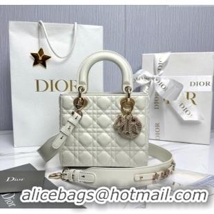 Best Price Dior Small Lady Dior My ABCDior Bag in Cannage Lambskin with Pearls M0538 White 2025