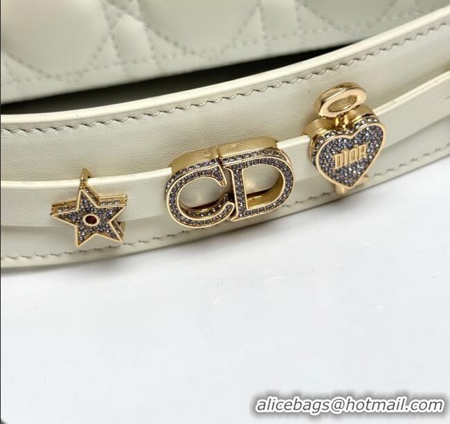 Best Price Dior Small Lady Dior My ABCDior Bag in Cannage Lambskin with Pearls M0538 White 2025