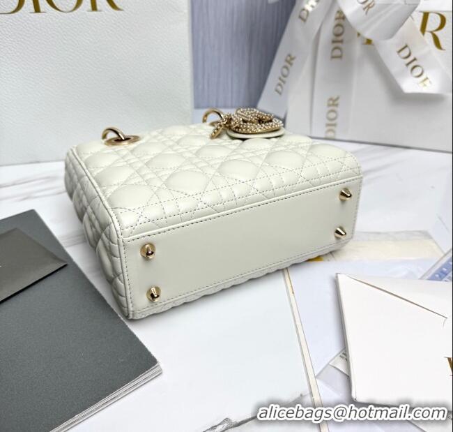Best Price Dior Small Lady Dior My ABCDior Bag in Cannage Lambskin with Pearls M0538 White 2025