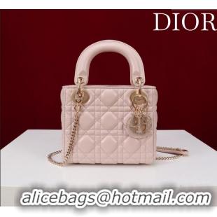 Top Design Dior Small Lady Dior My ABCDior Bag in Cannage Lambskin with Pearls M0538 Light Pink 2025