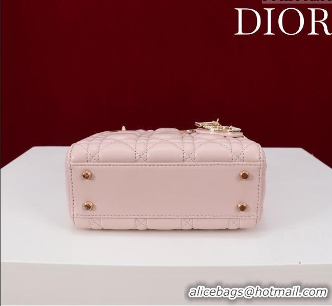 Top Design Dior Small Lady Dior My ABCDior Bag in Cannage Lambskin with Pearls M0538 Light Pink 2025