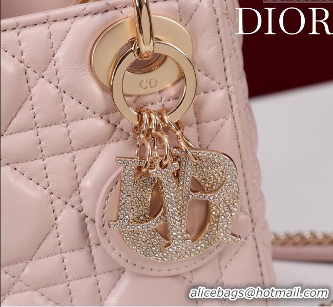 Top Design Dior Small Lady Dior My ABCDior Bag in Cannage Lambskin with Pearls M0538 Light Pink 2025