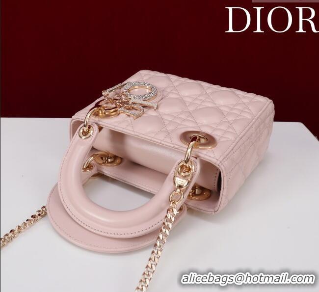 Top Design Dior Small Lady Dior My ABCDior Bag in Cannage Lambskin with Pearls M0538 Light Pink 2025
