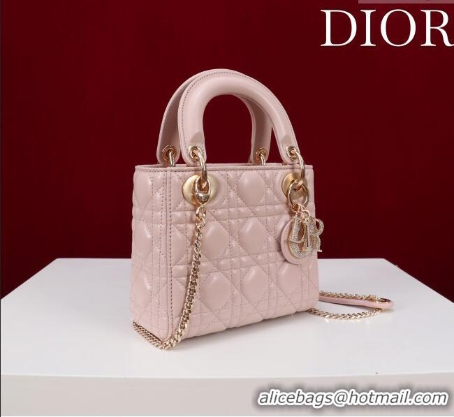 Top Design Dior Small Lady Dior My ABCDior Bag in Cannage Lambskin with Pearls M0538 Light Pink 2025