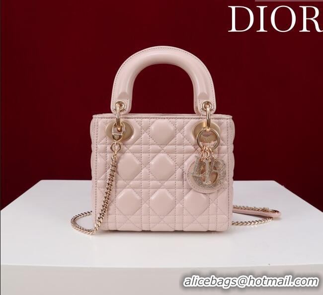 Top Design Dior Small Lady Dior My ABCDior Bag in Cannage Lambskin with Pearls M0538 Light Pink 2025