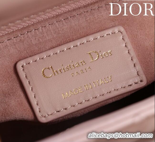 Top Design Dior Small Lady Dior My ABCDior Bag in Cannage Lambskin with Pearls M0538 Light Pink 2025