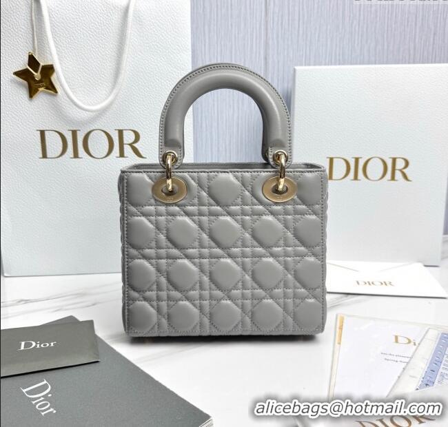 Best Price Dior Small Lady Dior My ABCDior Bag in Cannage Lambskin with Pearls M0538 Grey 2025