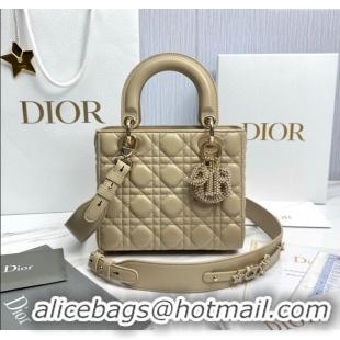Buy Fashionable Dior Small Lady Dior My ABCDior Bag in Cannage Lambskin with Pearls M0538 Beige 2025