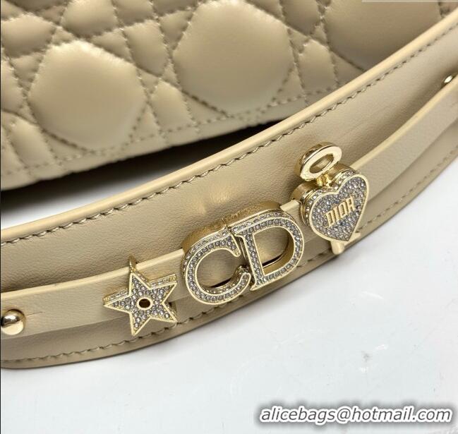 Buy Fashionable Dior Small Lady Dior My ABCDior Bag in Cannage Lambskin with Pearls M0538 Beige 2025