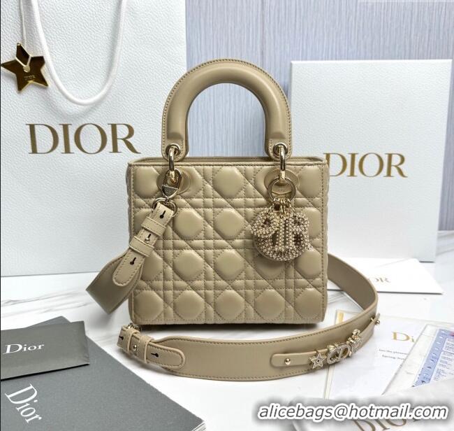 Buy Fashionable Dior Small Lady Dior My ABCDior Bag in Cannage Lambskin with Pearls M0538 Beige 2025