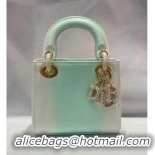 Top Quality Dior Mini Lady Dior Bag in Lizard Skin and Goatskin Leather D7053 Green 2025 (Full Handmade)