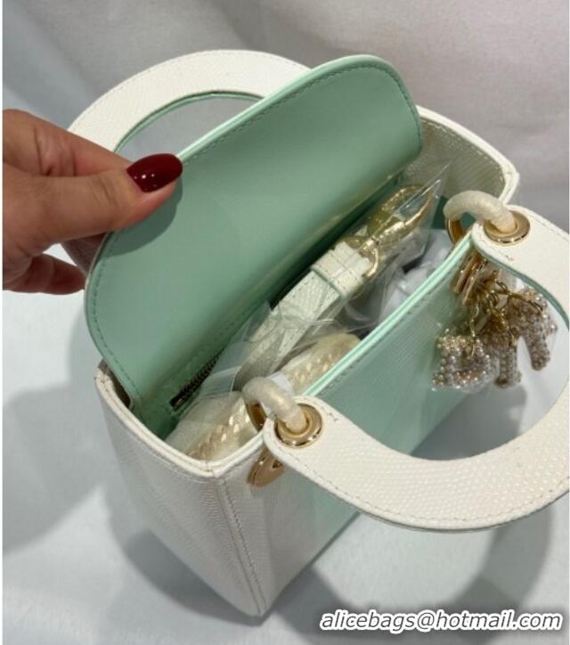 Top Quality Dior Mini Lady Dior Bag in Lizard Skin and Goatskin Leather D7053 Green 2025 (Full Handmade)