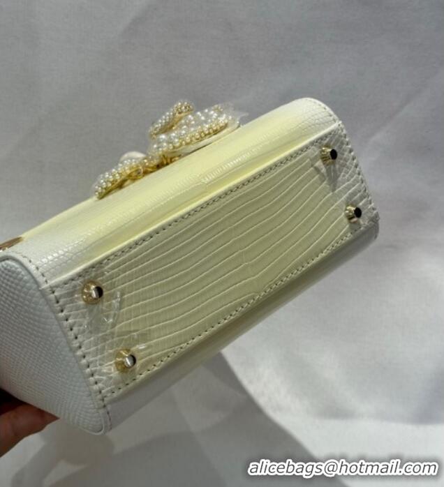 Top Grade Dior Mini Lady Dior Bag in Lizard Skin and Goatskin Leather D7053 Yellow 2025 (Full Handmade)