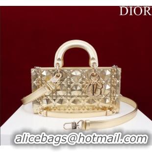 Affordable Price Dior Medium Lady D-Joy Bag in Metallic Cannage Leather M0540 Yellow Gold 2025