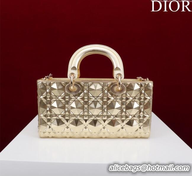 Affordable Price Dior Medium Lady D-Joy Bag in Metallic Cannage Leather M0540 Yellow Gold 2025