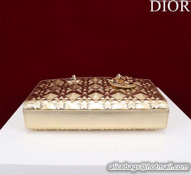 Affordable Price Dior Medium Lady D-Joy Bag in Metallic Cannage Leather M0540 Yellow Gold 2025