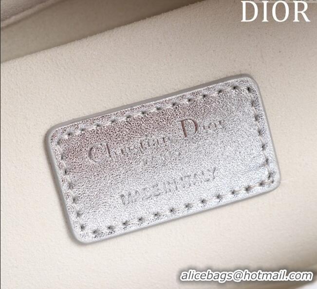 Classic Discount Dior Medium Lady D-Joy Bag in Metallic Cannage Leather M0540 Silver 2025